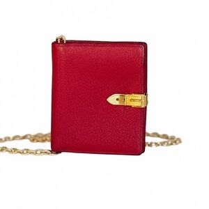 ❤️Vintage Gucci Red Leather Micro Agenda Piston Clasp Wallet❤️